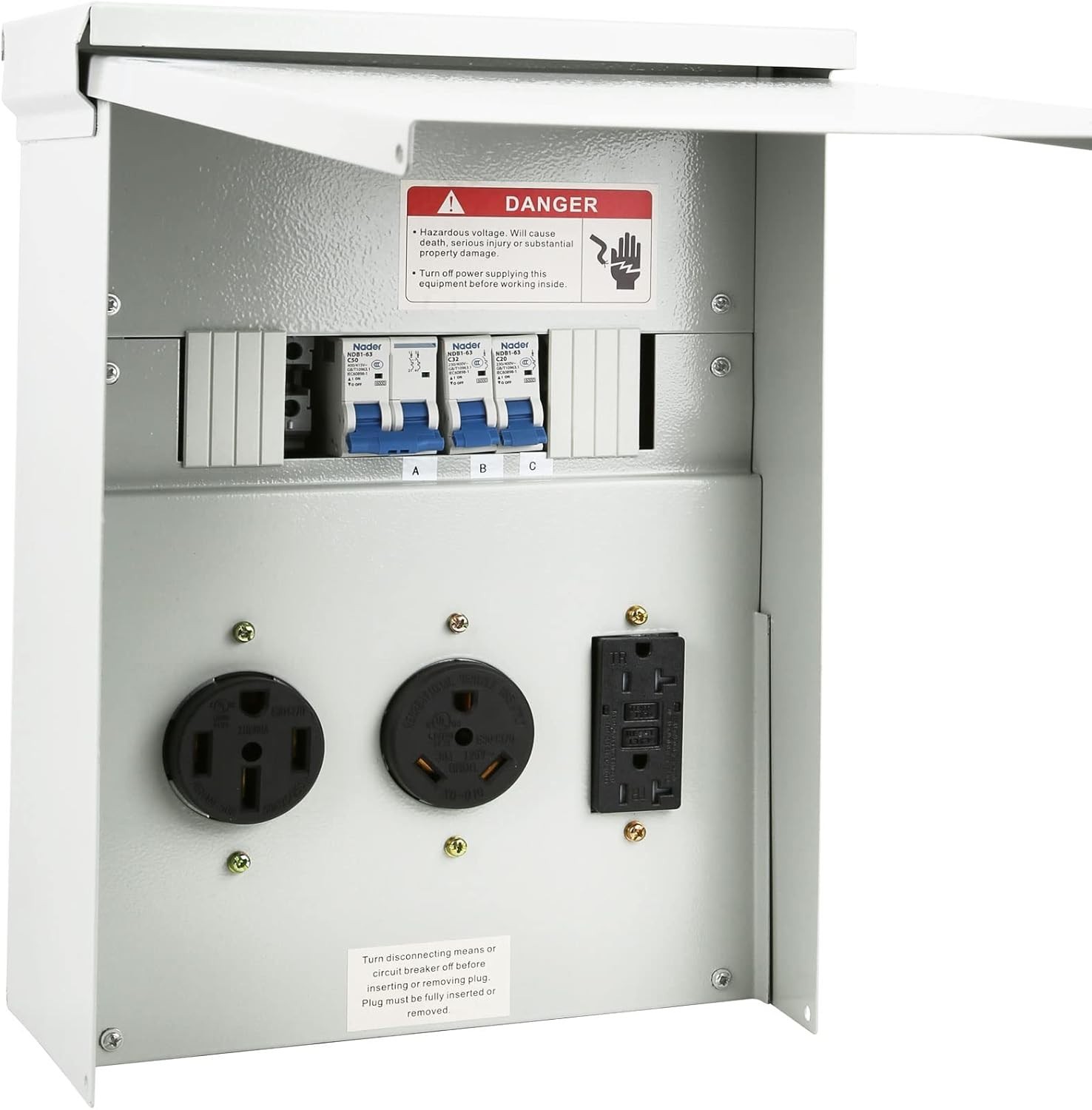 Temporary Power Outlet Panel Cold-Rolled Steel 20 30 50 Amp Receptacles