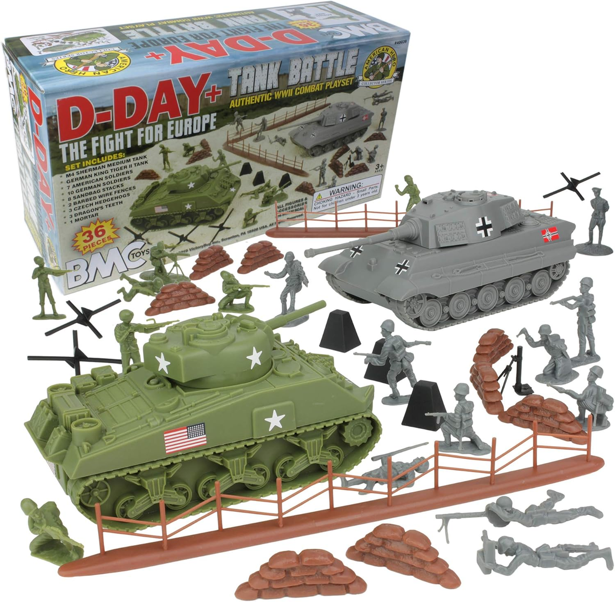 BMC WW2 D-Day Tank Battle - 36Pc Plastic Army Men Playset | eBay