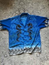 Hemd mit Drachen Y2K Blau | XL
