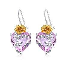 Pink Tourmaline October Birthstone Earrings 925 Sterling Silver October Birth...