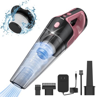 NEXPOW Pink Handheld Vacuum, 10000Pa Suction, Brushless Motor, LED, Car Home