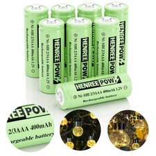 Henreepow Ni-MH 2/3AAA Solar Battery, 2/3AAA 400mAh Rechargeable Battery, 2/3AAA