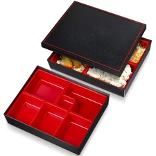 2 Pcs Japanese Lunch Box Divided Bento Box with Greaseproof Adult Japanese Be...