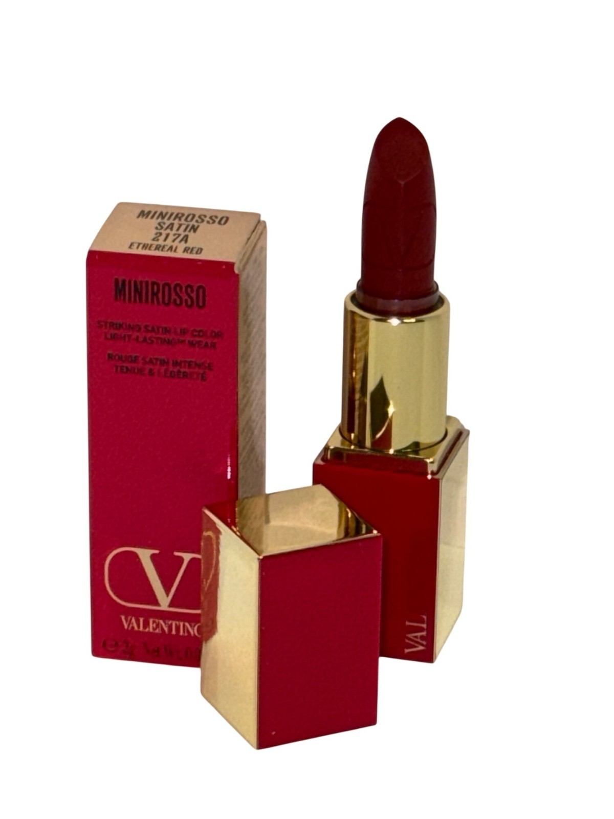 Valentino MiniRosso Striking Satin Lip Color Lipstick 217A Ethereal Red Travel thumbnail 2