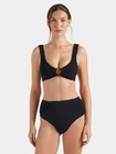 NEW! $270 HUNZA G NADINE TEXTURED 2 PIECE BIKINI SWIMSUIT BLACK OS