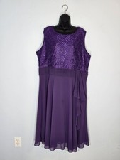 Purple Lace Chiffon Formal Dress Sleeveless A-Line Pleated Waist Party Dress 4XL