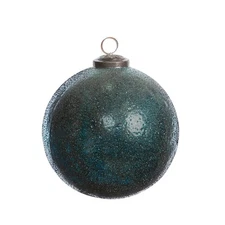 Park Hill Collection Cabin Cozy Shiny Mercury Glass Ball Ornament, Dark Teal