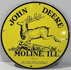 Vintage 12” John Deere Porcelain Farm Sign Tractor Gas Pump Motor Oil Sign
