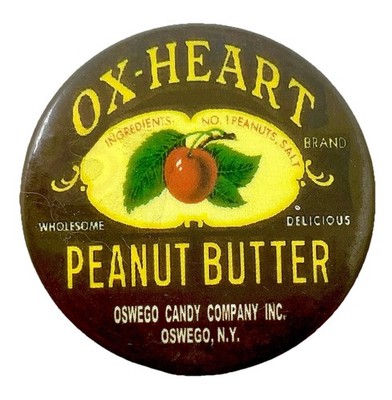 Ox-Heart Peanut Butter Circular Advertising Pocket Mirror Oswego Candy Co.