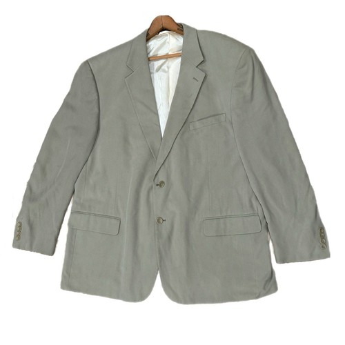 Vintage STAFFORD Men's 100% Silk Sport Coat Blazer Jacket Sz 48 Light Tan Olive