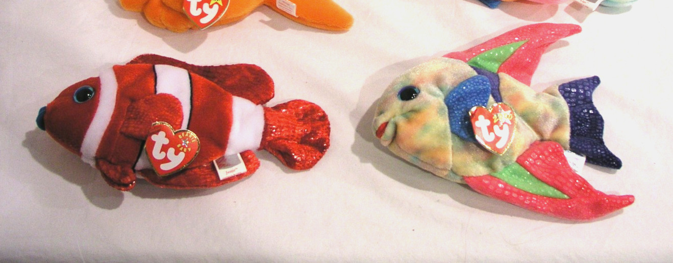 2000 Ty Beanie Baby Jester Aruba Fish Red White Multi Ocean Aquatic New NWT Lot