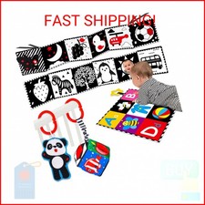 4 PCS Black and White High Contrast Baby Toys 0-3-6 Months Newborn Essential Toy