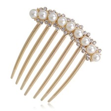 Wedding Bridal Rhinestone Pearl Crystal Hair Comb Claw Hairpin Ornament Piece