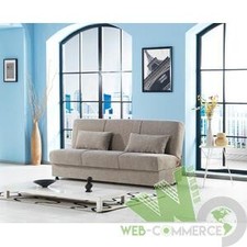 DIVANO 3 POSTI 190x81x90 CM CON CONTENITORE PRONTO LETTO 1 PIAZZA TESSUTO BEIGE