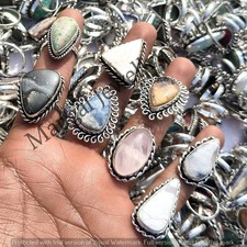 A+ Quartz & Mix Gemstone Rings Lot 925 Sterli...