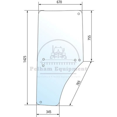 John Deere Door Glass L213354 for 6100-6930 Series, Green, Left Side