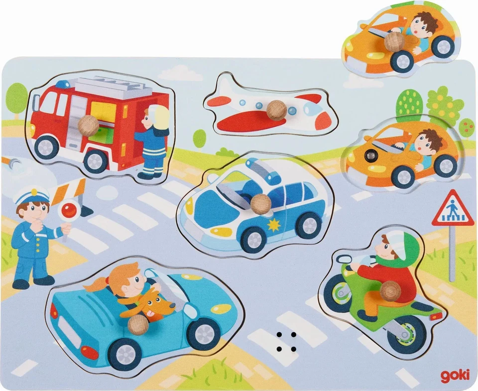 GOLLNEST & KIESEL GMBH & Soundpuzzle Verkehr, mit Fahrzeuggeräuschen | 30 x 21 x 3,4 cm, Holz, 6 Teile