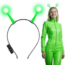 Alien Headband for Alien Costume Women Adult, Glowing Green Alien Antenna Hea...