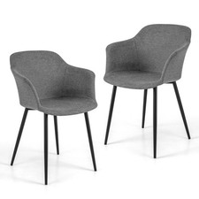 Set of 2 Dining Chairs Upholstered Armless Accent Chair With Ergonomic Backrest