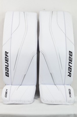 Bauer GSX Junior Goalie Leg Pads Size Large 30+ White/Silver (0529-729)