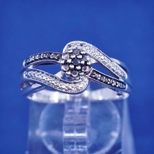 Size 8.75, vintage Sterling 925 silver handmade ring with genuine diamond