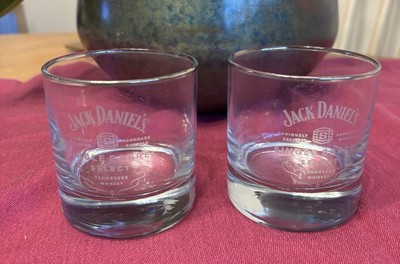 Jack Daniel's Single Barrel Select Silver Rim Lowball Whiskey Glass Lot of 2