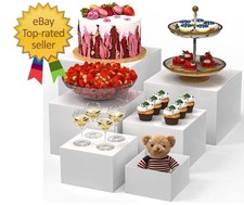 6 PCS Buffet Risers, Large Food Risers for Buffet Table, Display Stand Shelf for