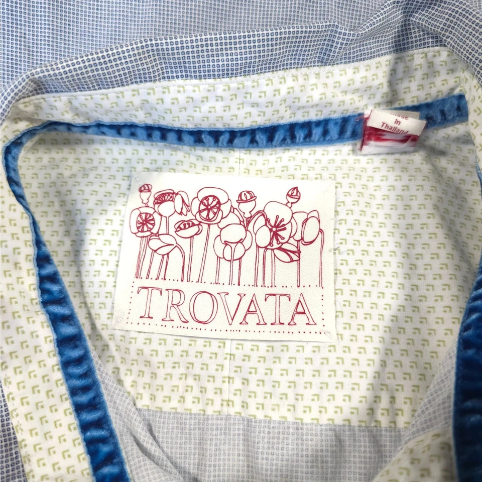 Рубашка мужская Trovata на пуговицах размер L 100% хлопок короткий рукав для кемпинга синяя/белая - Изображение 3 из 4