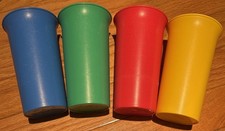 Tupperware Kids 4 Pc Set Of 10.5 Oz Bell Tumblers Sippy Cups Primary Colors