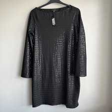 New Look Black Shimmer Long Sleeve Mini Dress Size UK 18 BNWT