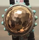 Vintage Sterling Silver Thailand Barse turquoise and copper ring, size 6 14.5G