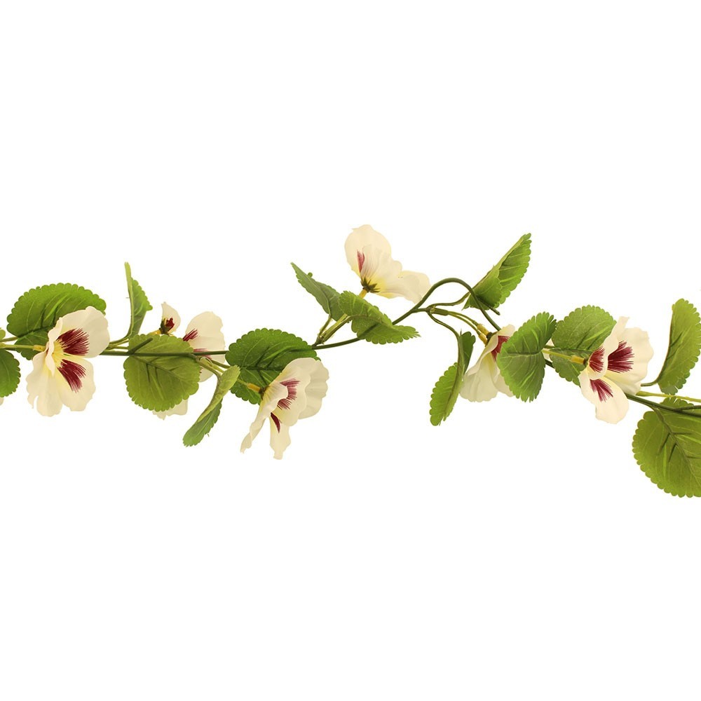 Faux Silk Artificial Pansy Flower Garland 150cm White