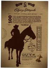 2012 2ndCalgary Stampede postcard supplied by Canada Post on 100th anniversary .