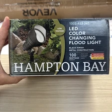 Hampton Bay 1000 Lumen LED Outdoor Flood Light Black Adjustable Color Landscape