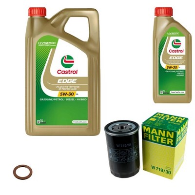 MANN-FILTER Ölfilter 6 L Castrol EDGE 5W-30 LL Titanium für Audi VW A4 8D2 B5