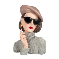 Deko BüSte Dame Im Strickpullover Mit Hut Und Sonnenbrille H. 26Cm Formano