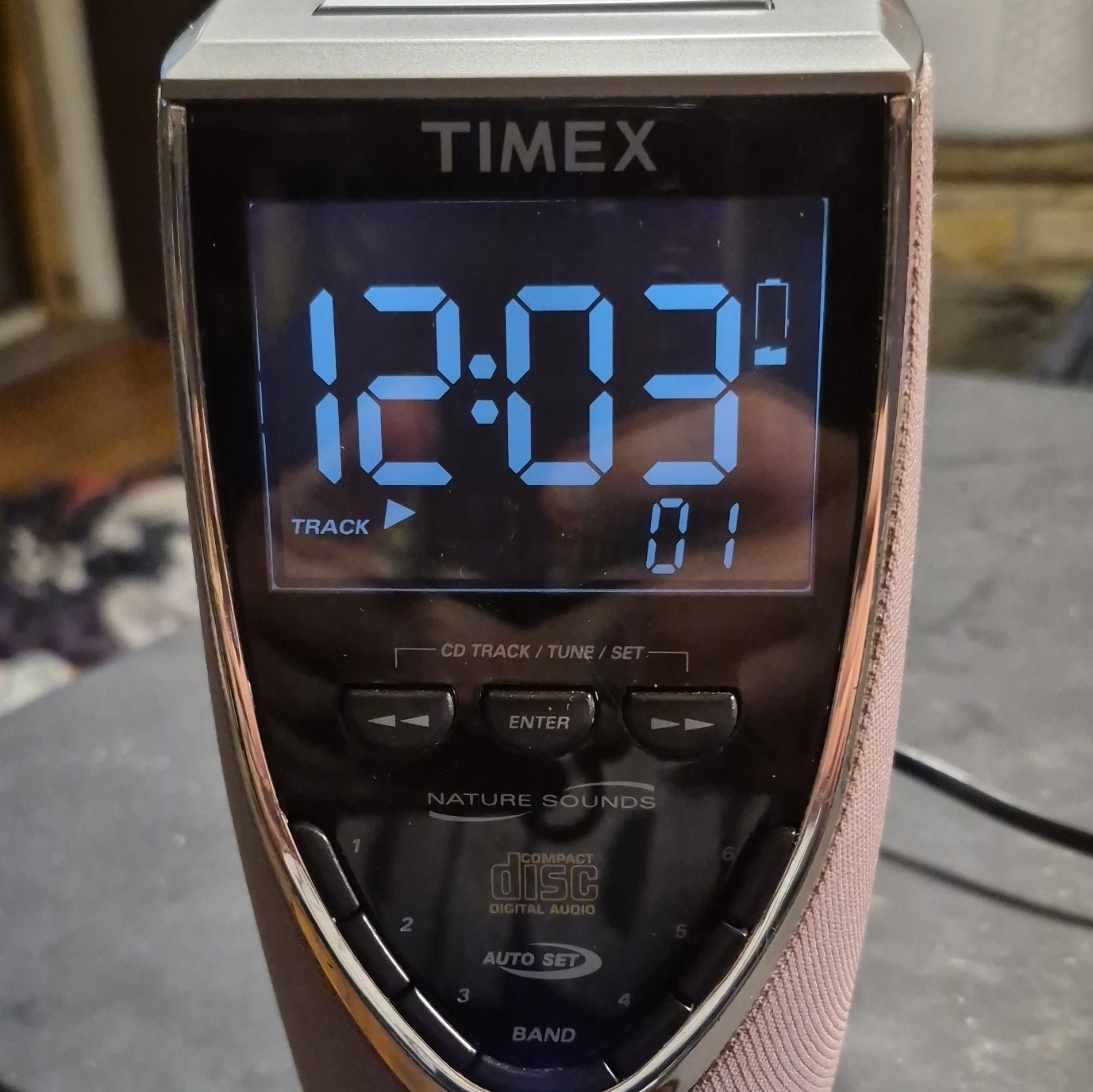 Timex Nature Sounds Digital Clock Radio Alarm CD Player, Silver Plastic