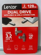 Lexar 2-Pack 128GB Dual Flash Drive USB 3.2 Gen1 : USB-C & USB-A - New Sealed