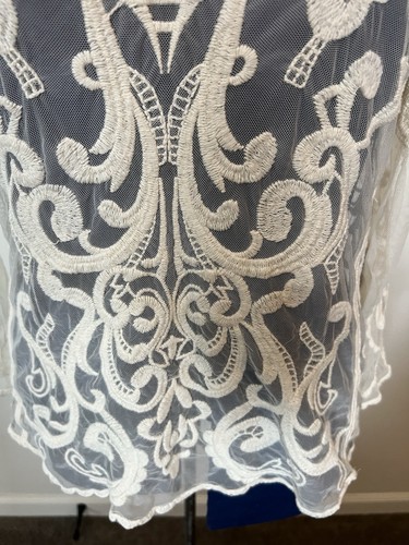 Express women’s Ivory lace, sheer, long sleeve top size large - Picture 2 of 7