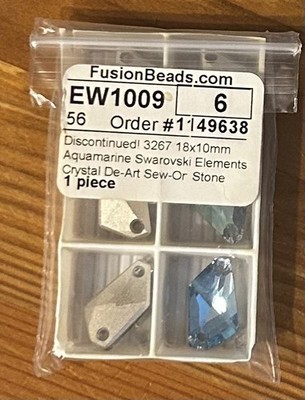Swarovski 3267 18x10mm Aquamarine crystal de-art sew-on; sealed pack of 6