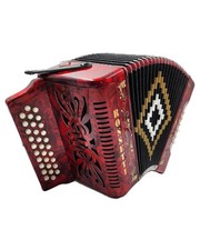 Rossetti 31-key Diatonic 12 Bass Button Accordion Red w/ Case - Key of GCF