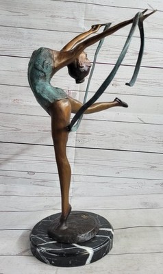 20 '' Unterzeichnet Bronze Statue Hautfarben Turner Art Déco Detailliert Wax