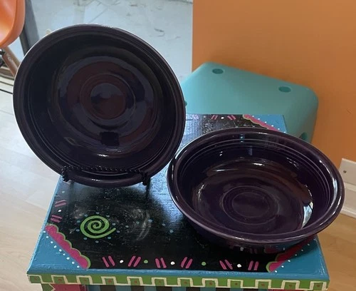 Set 2 Fiestaware Purple Plum Fiesta Cereal Bowls Homer Laughlin 6-7/8”