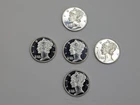 Lot of 5x 1 Troy Ounce .999 Fine Silver - Winged Liberty Mercury Dime Design