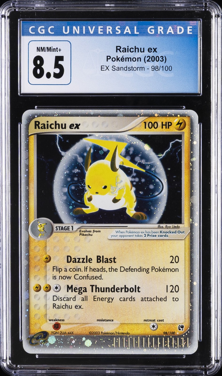 2003 POKEMON EX SANDSTORM #98 RAICHU EX CGC 8.5