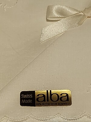 Taschentuch Von ALBA bestickt Vintage NEU