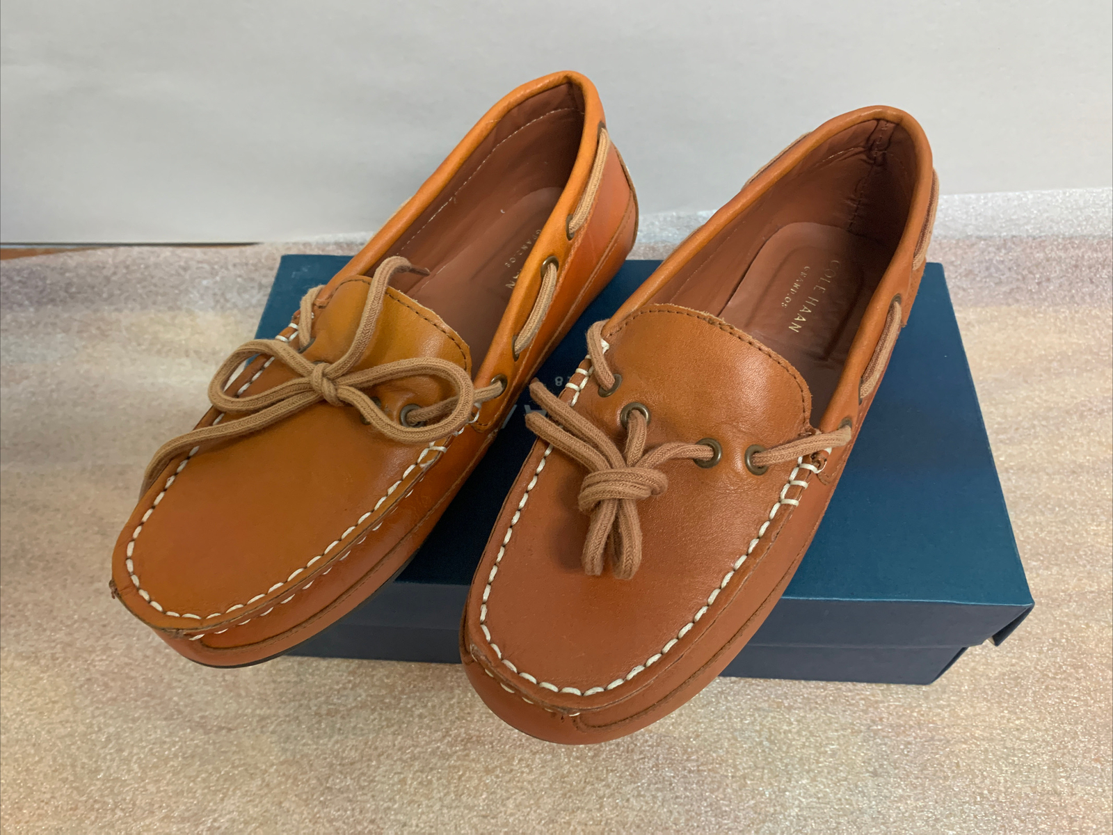 Tan Leather Loafer Slip-ons Shoes Size 