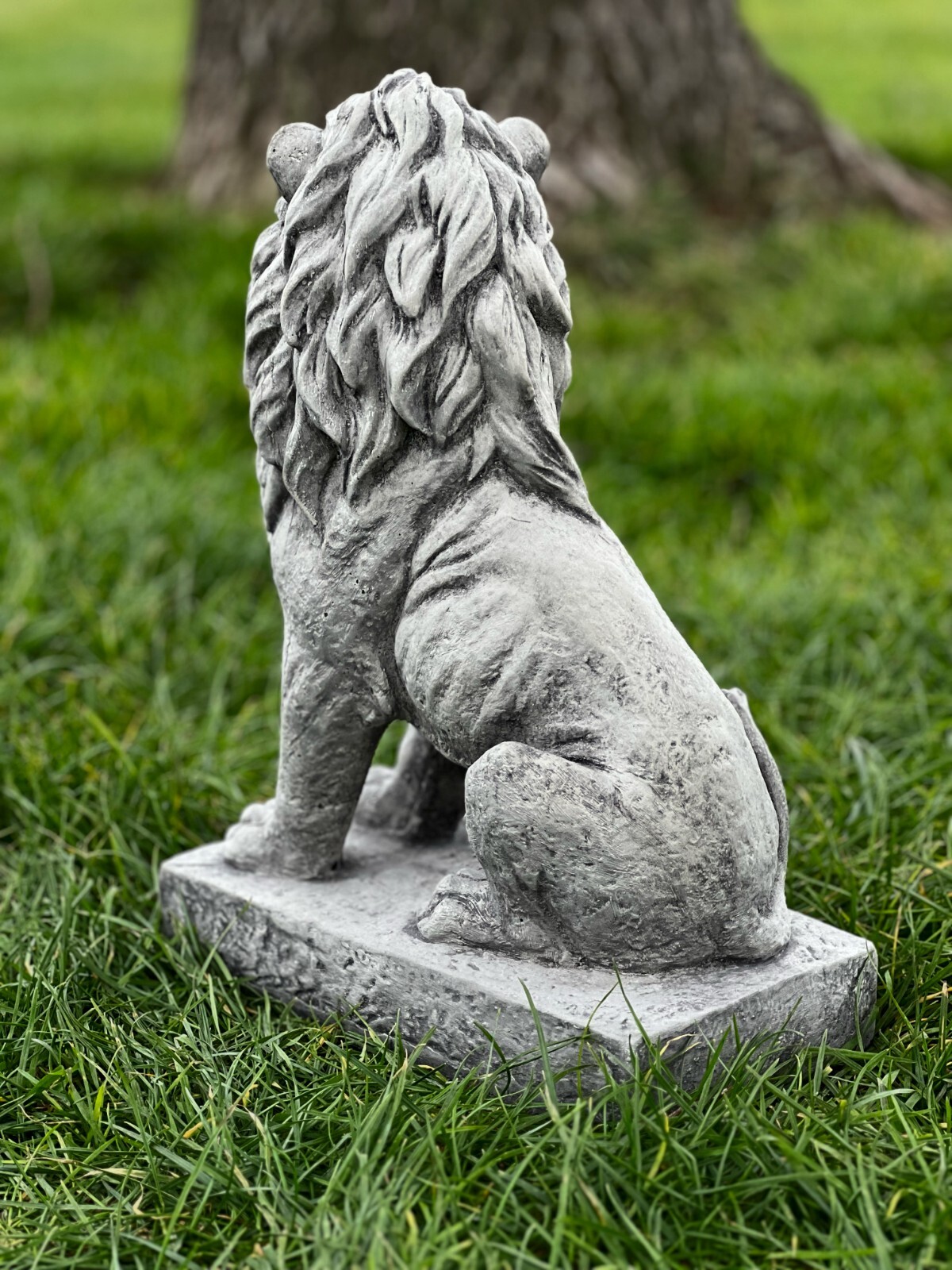 Garden lion sculpture Concrete guardian lion statue Front door decor