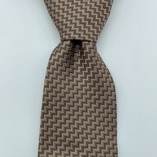 JONES NEW YORK Silk Tie Brown Geometric Mens Classic Formal Necktie USA 3.5"x59"