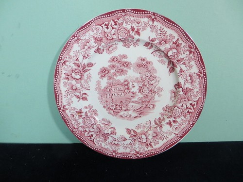 Set of 3 Royal Staffordshire Red Pink Tonquin 10" Dinner Plates Clarice Cliff - Picture 4 of 6